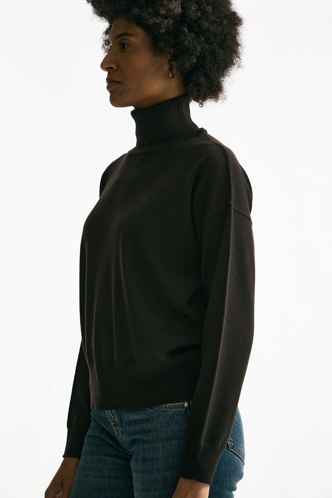 Maglia in lana rasata cioccolato donna Grifoni - 1