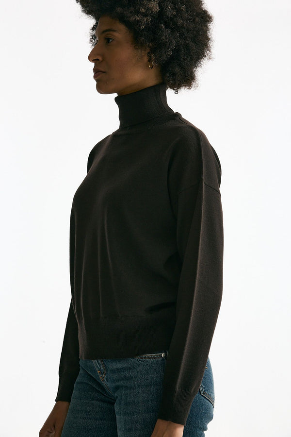 Maglia in lana rasata cioccolato donna Grifoni