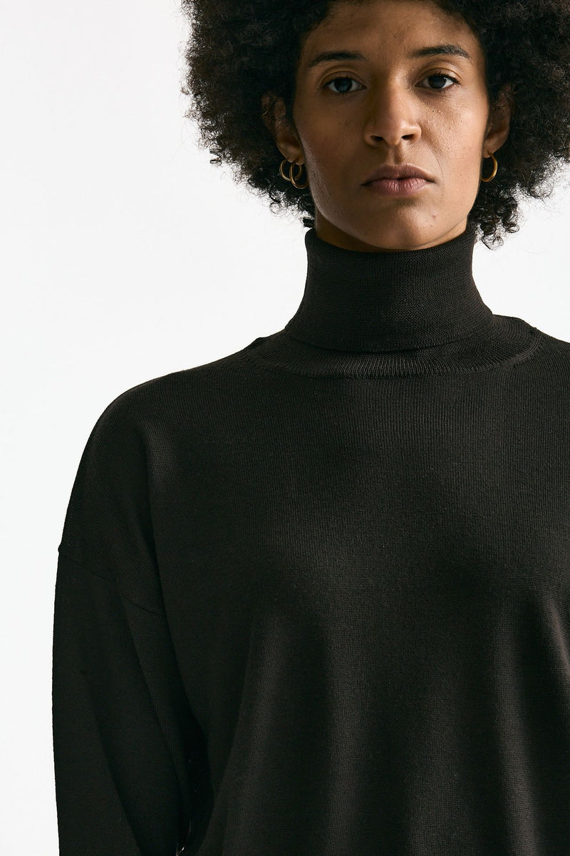 Maglia in lana rasata cioccolato donna Grifoni - 5