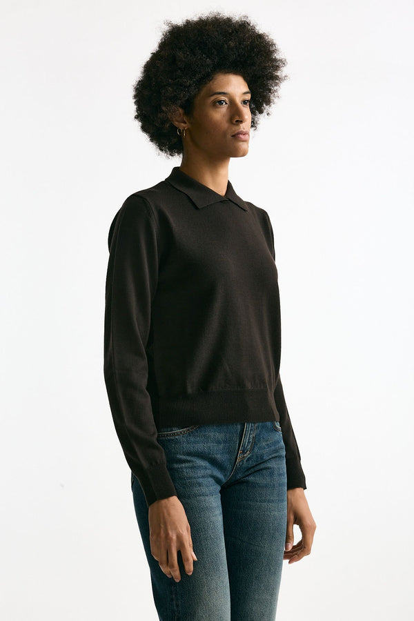 Maglia in lana polo marrone donna Grifoni