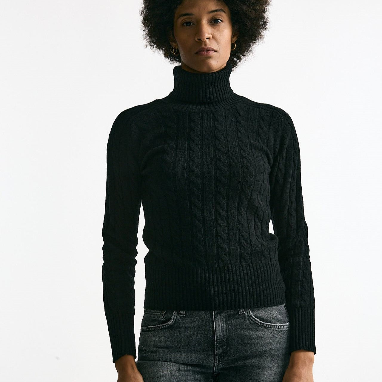 Maglia a trecce in cashmere nero donna Grifoni - 7