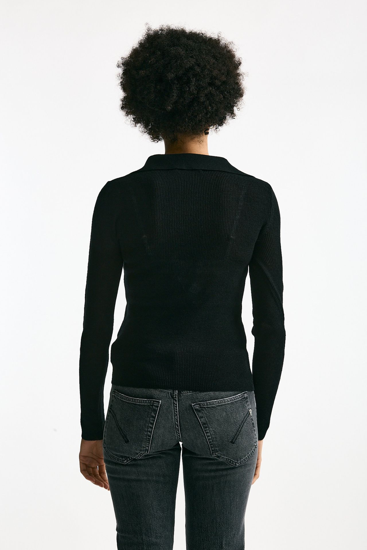 Maglia serafino in lana nero donna Grifoni - 4