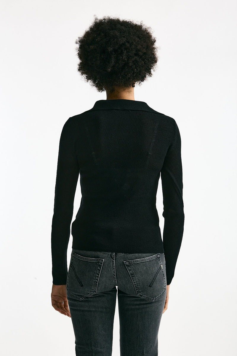 Maglia serafino in lana nero donna Grifoni - 4