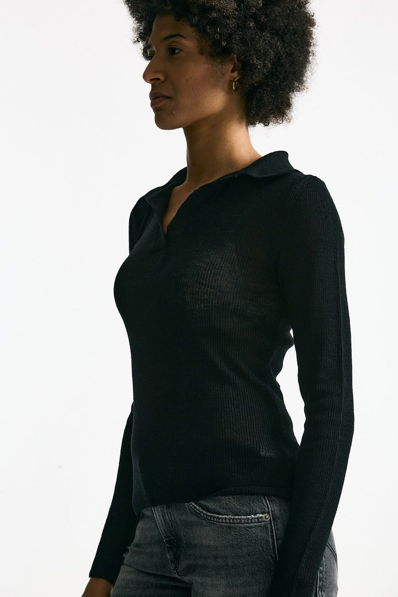 Maglia serafino in lana nero donna Grifoni - 1