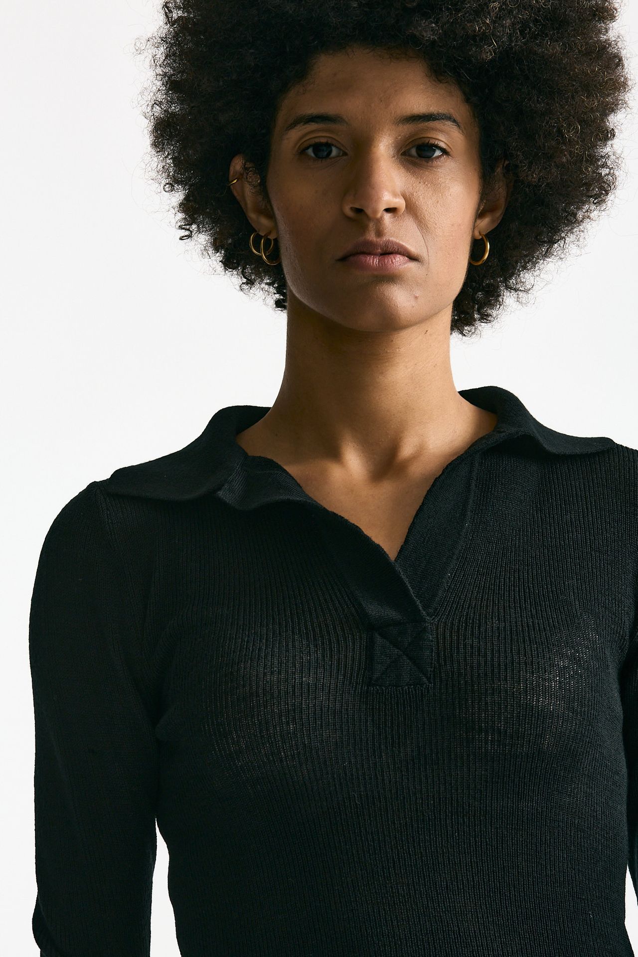 Maglia serafino in lana nero donna Grifoni - 5