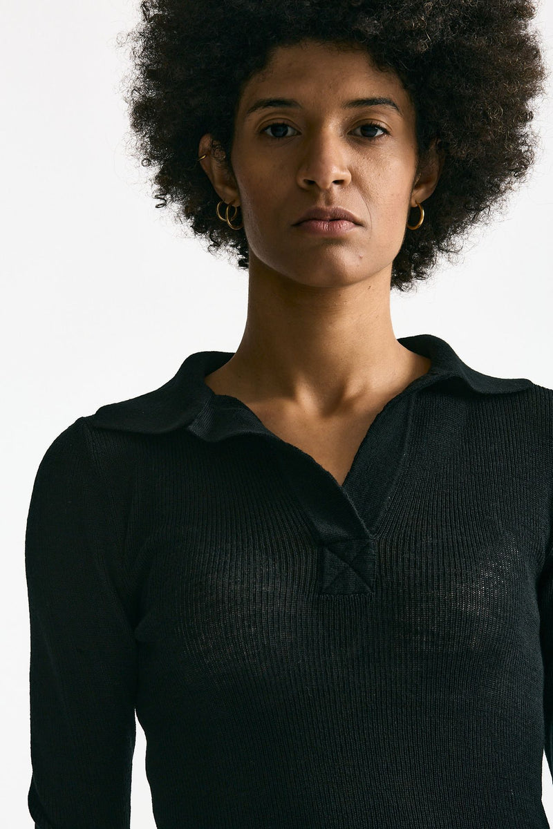 Maglia serafino in lana nero donna Grifoni - 5