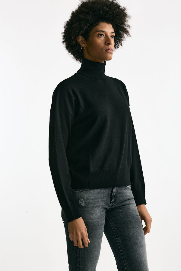Maglia in lana rasata nero donna Grifoni