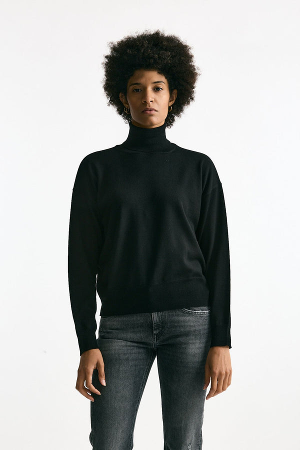 Maglia in lana rasata nero donna Grifoni