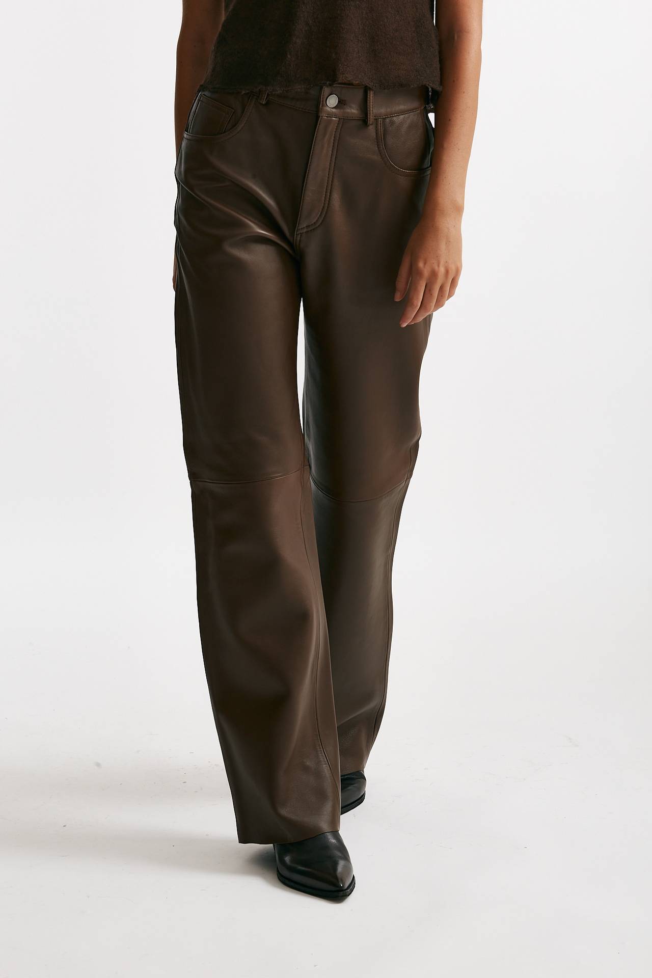 pantalone bonnie in pelle cioccolato donna Haikure - 1