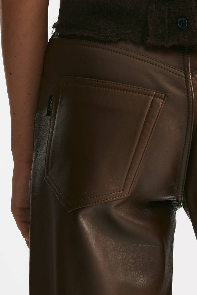 pantalone bonnie in pelle cioccolato donna Haikure - 7