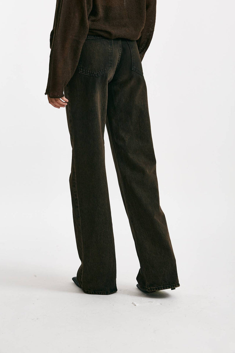 jeans palazzo korea lavaggio black brown donna Haikure - 3