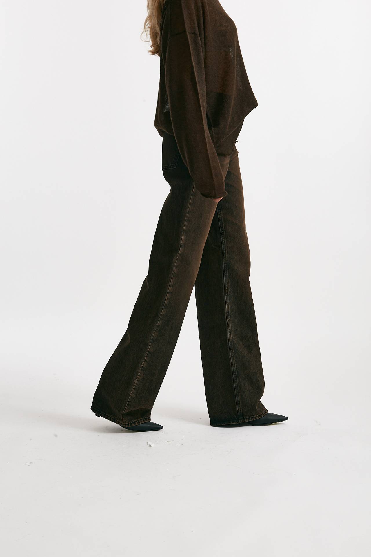 jeans palazzo korea lavaggio black brown donna Haikure - 4