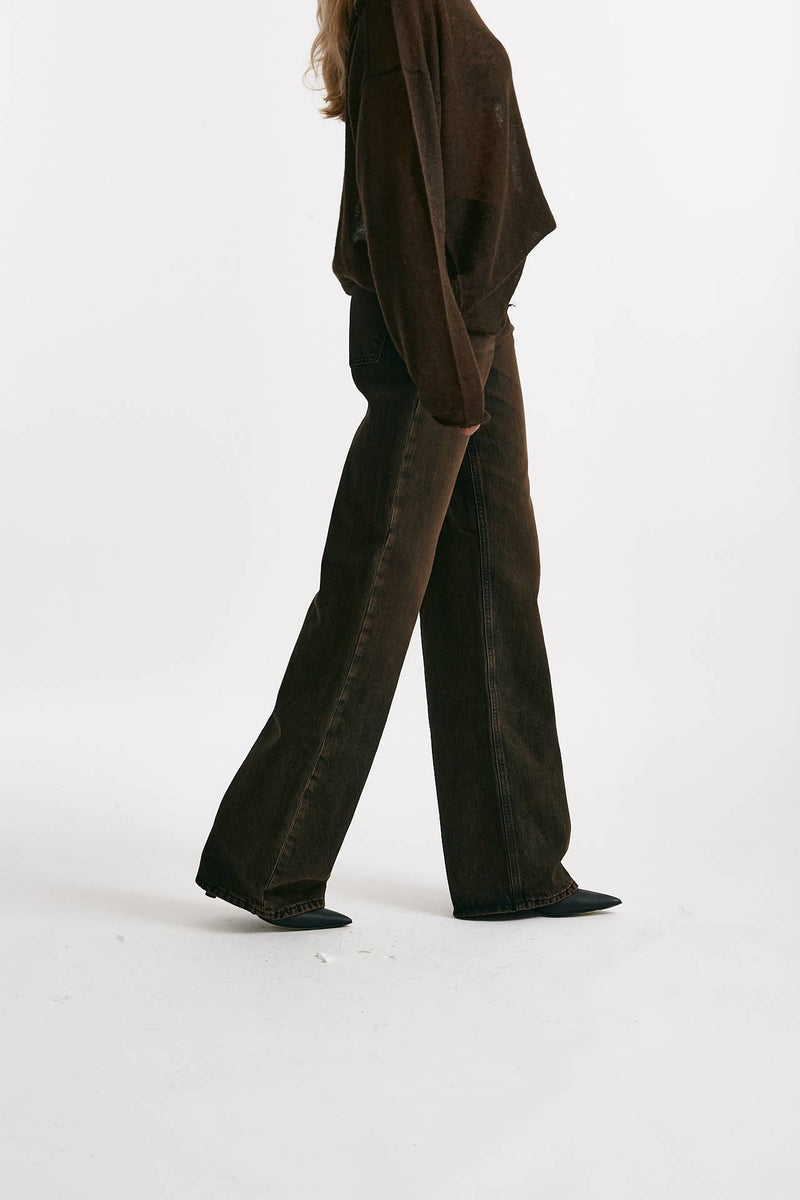 jeans palazzo korea lavaggio black brown donna Haikure - 4