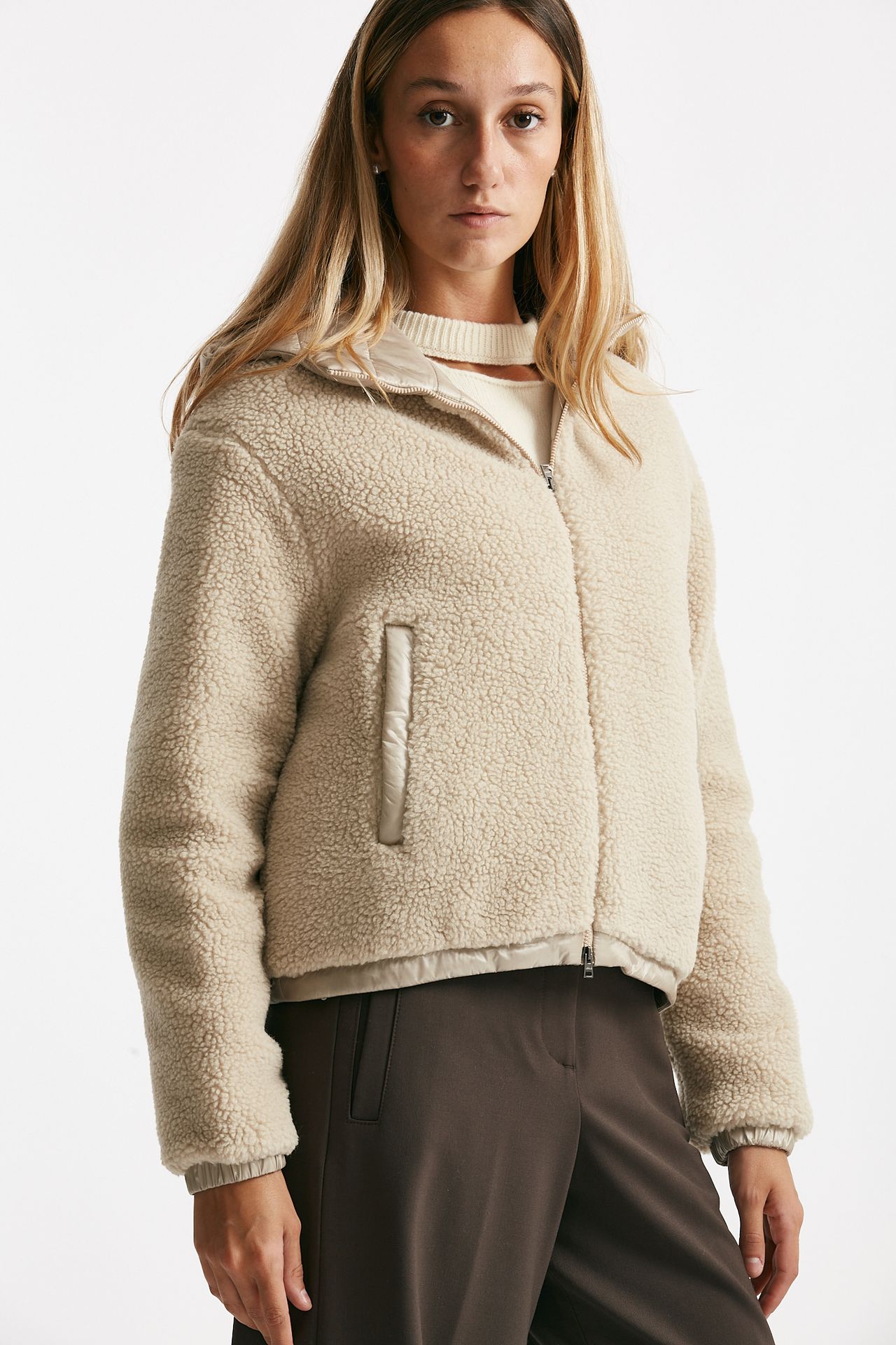 bomber teddy e nylon beige donna Herno - 3