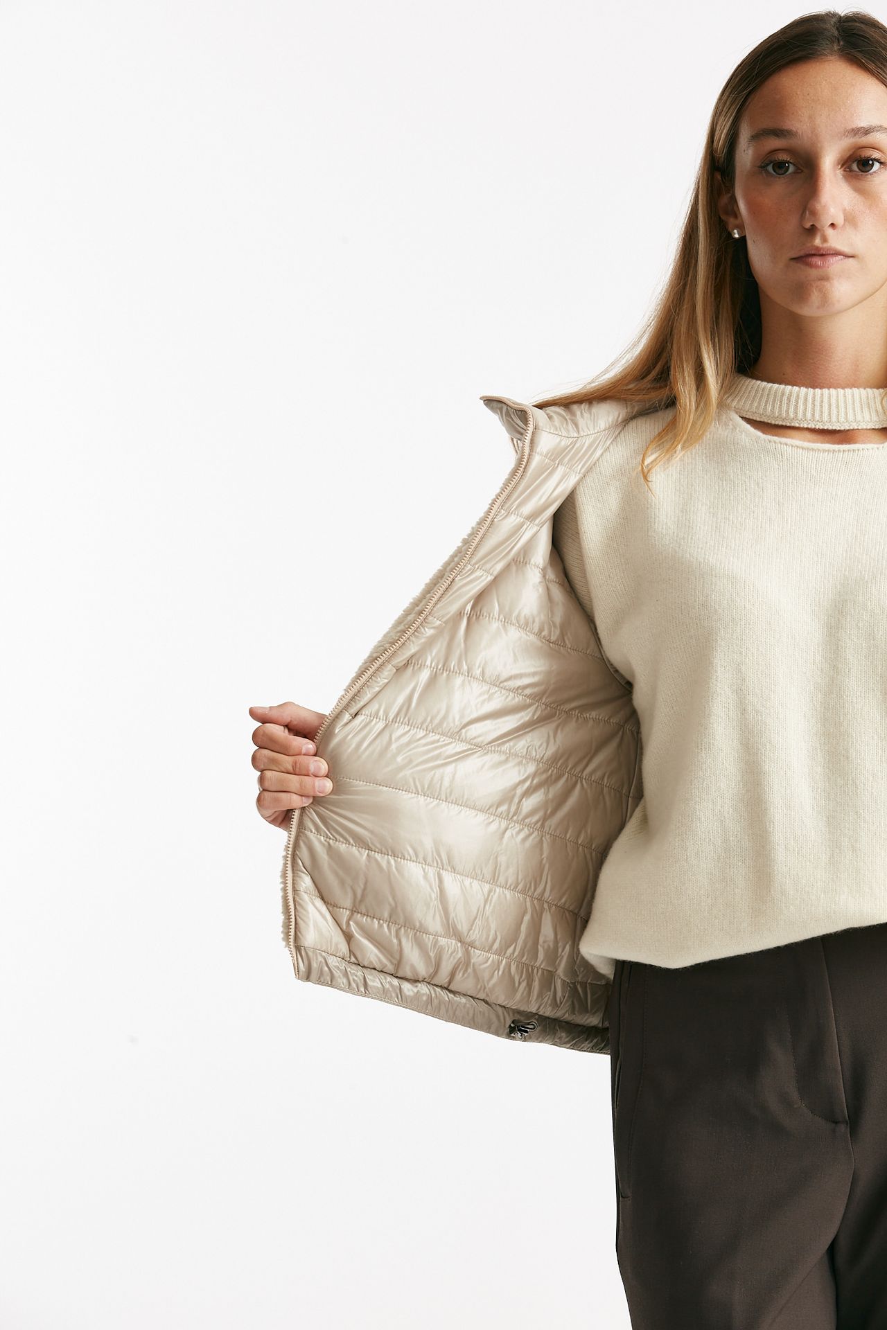 bomber teddy e nylon beige donna Herno - 5