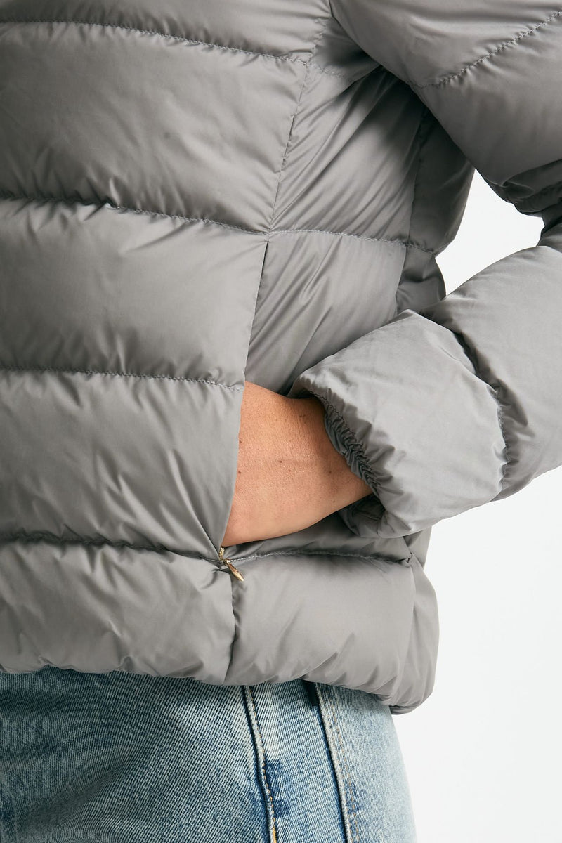 Piumino corto grigio chiaro donna Herno - 6