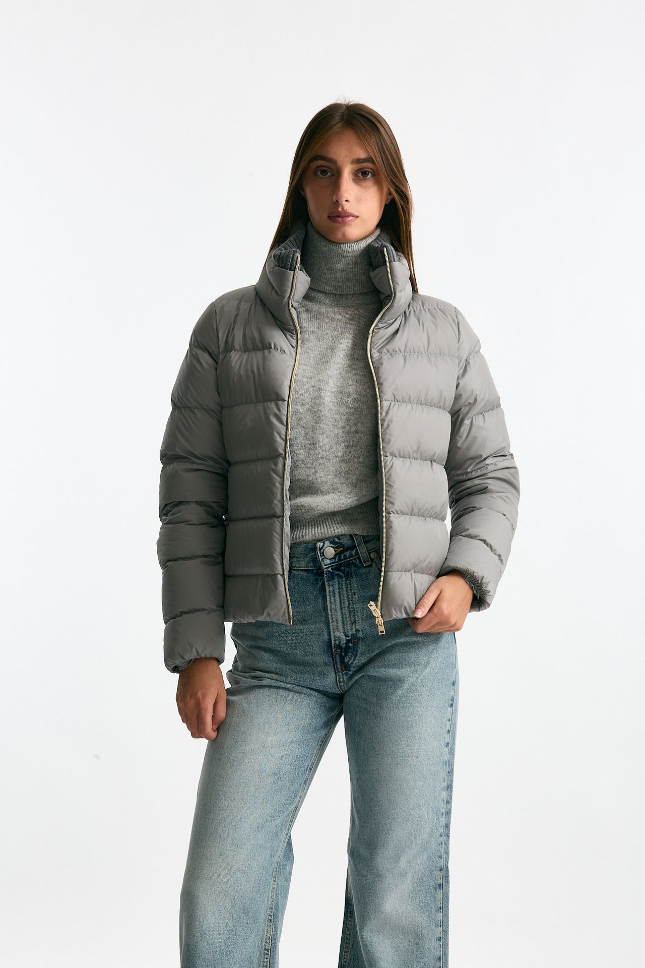 Piumino corto grigio chiaro donna Herno - 1