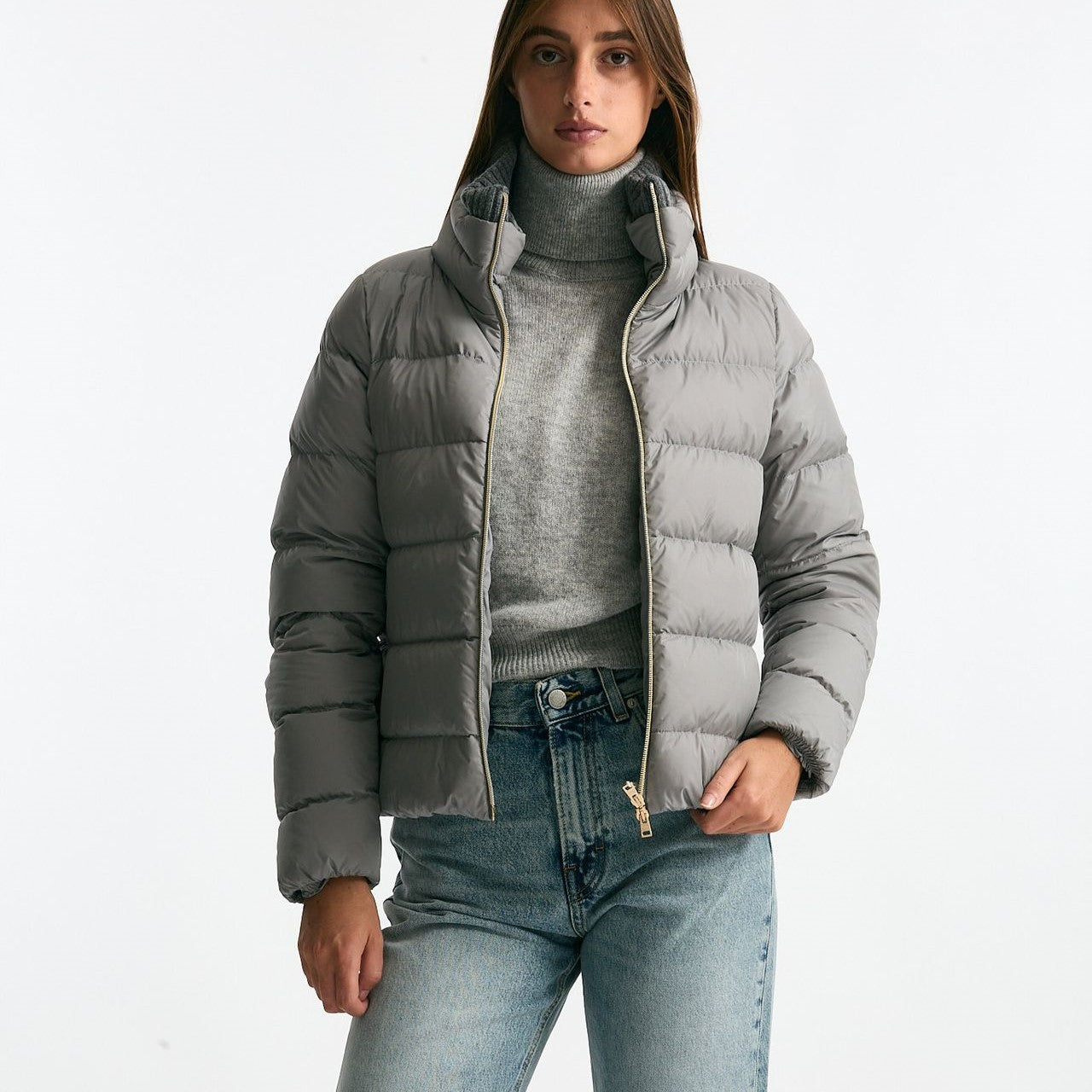 Piumino corto grigio chiaro donna Herno - 9