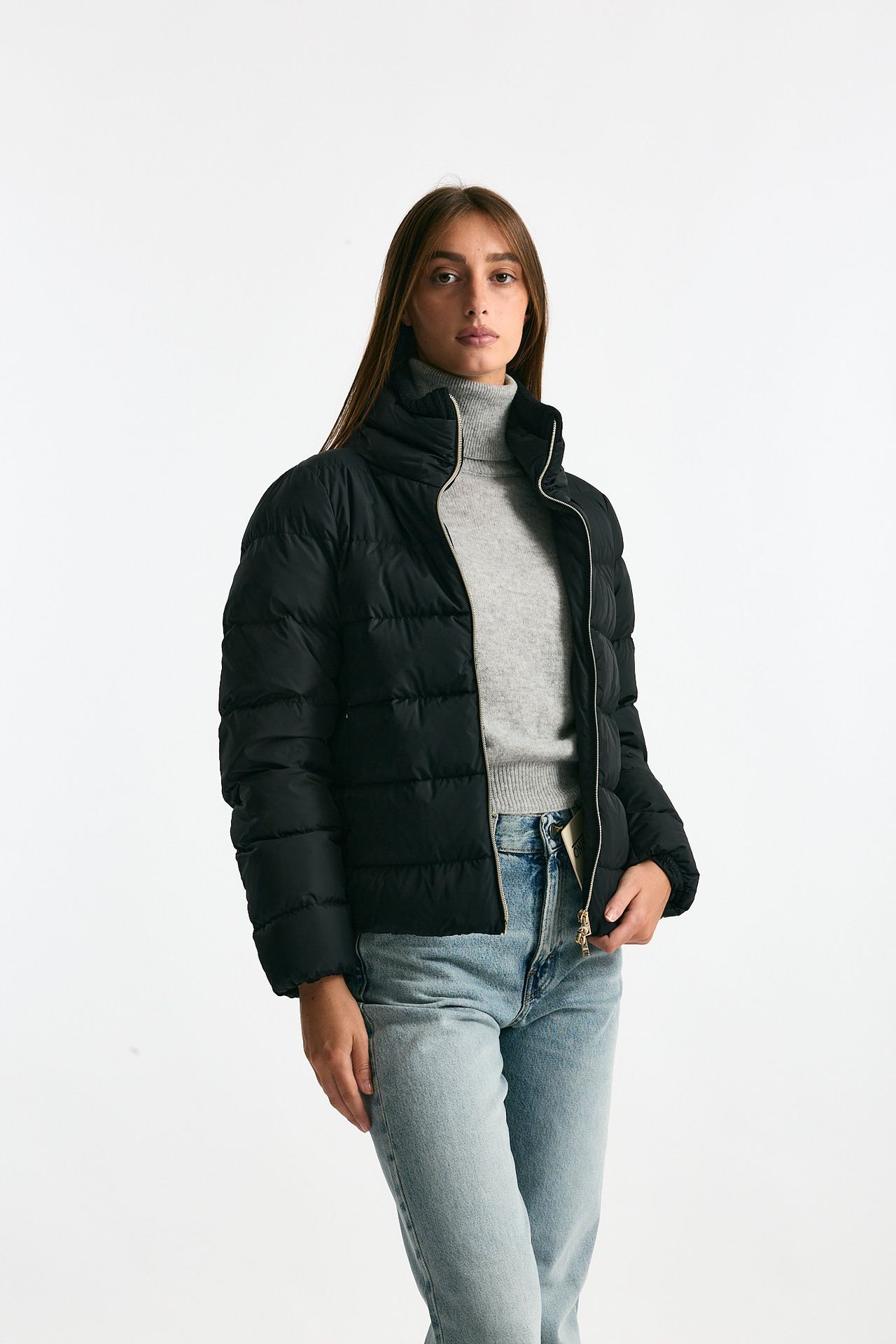 Piumino corto nero donna Herno - 3