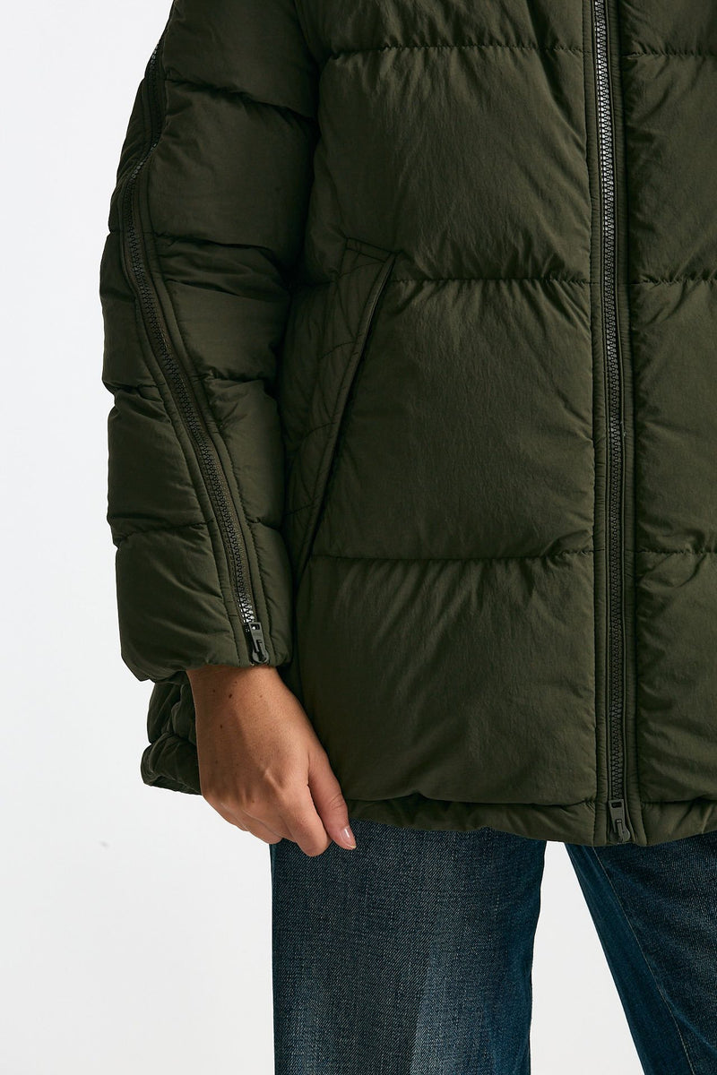 Piumino cappuccio over verde militare donna Herno - 6