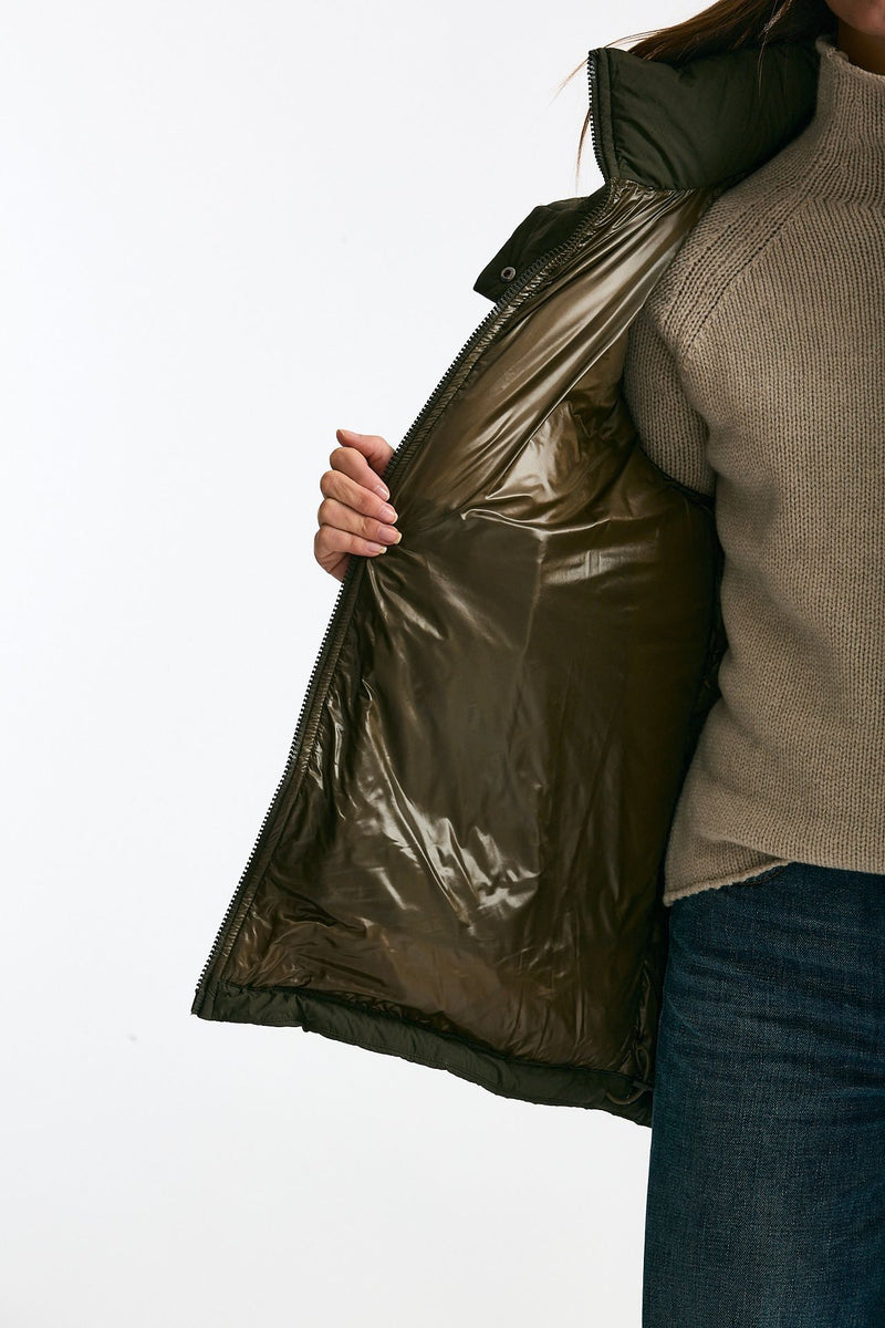 Piumino cappuccio over verde militare donna Herno - 8