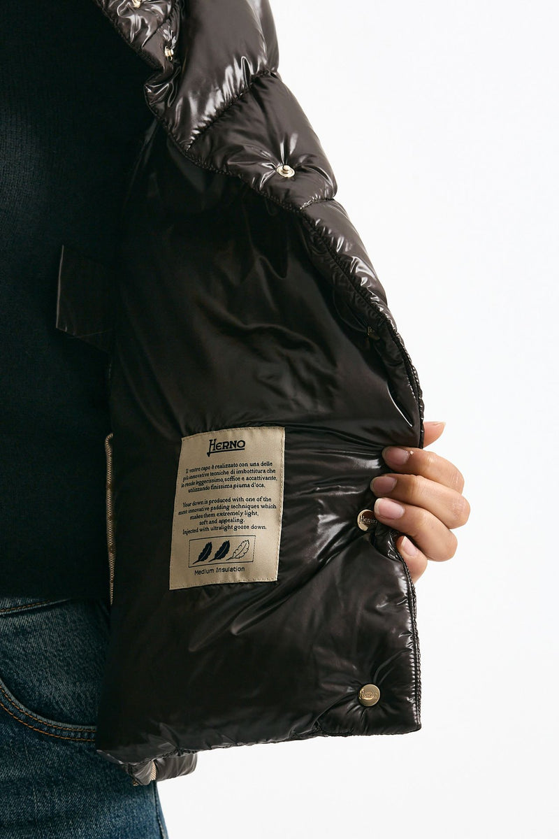 Piumino corto cioccolato donna Herno - 9