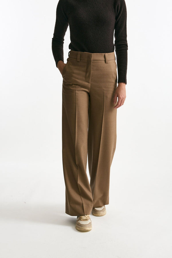 Pantalone NEERA ampio in flanella cammello donna Incotex