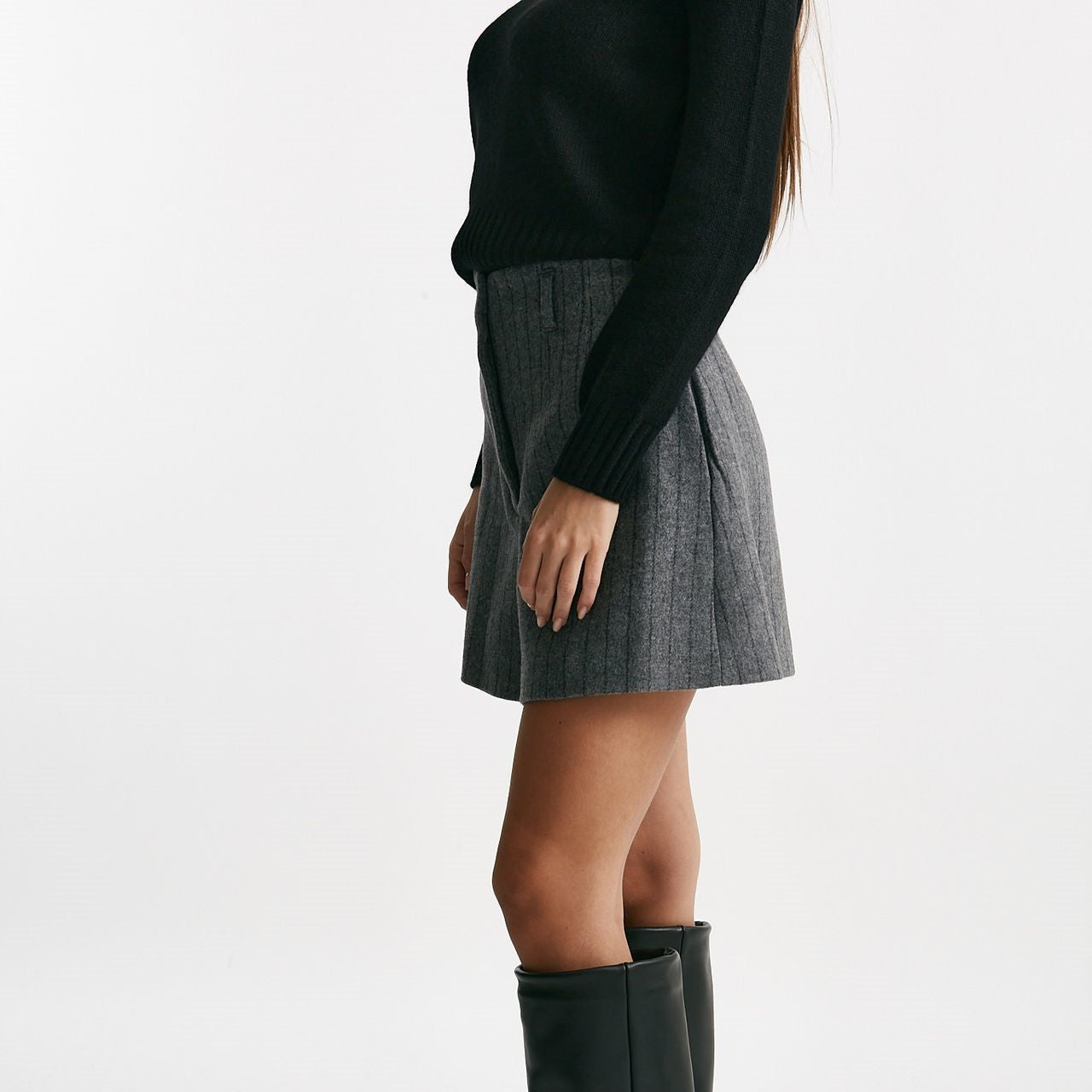 Bermuda vita alta gessati grigio donna Iro - 7