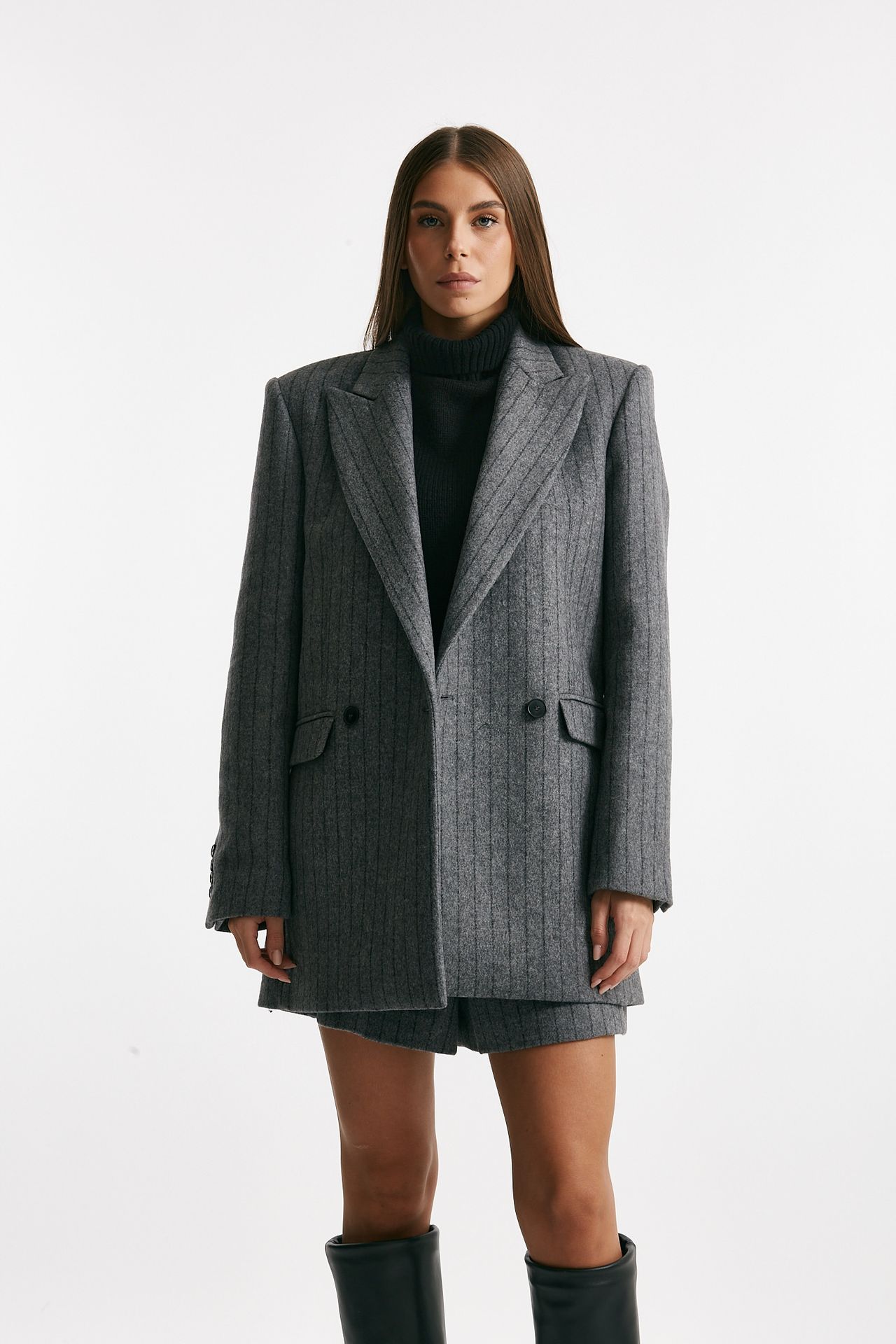 Giacca over gessata grigio donna Iro - 2