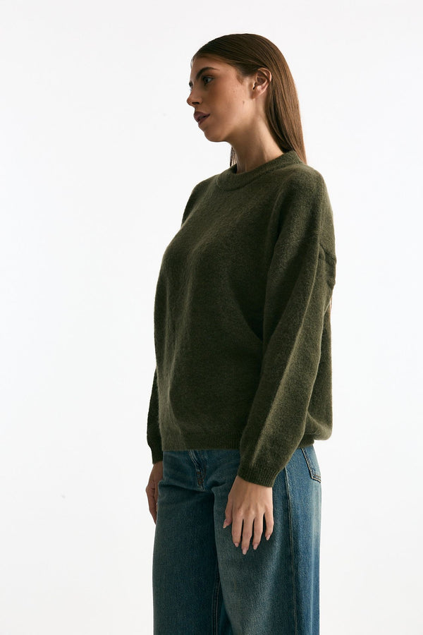 Maglia girocollo over verde oliva donna Iro