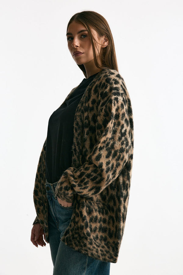 Cardigan over animalier donna Laneus