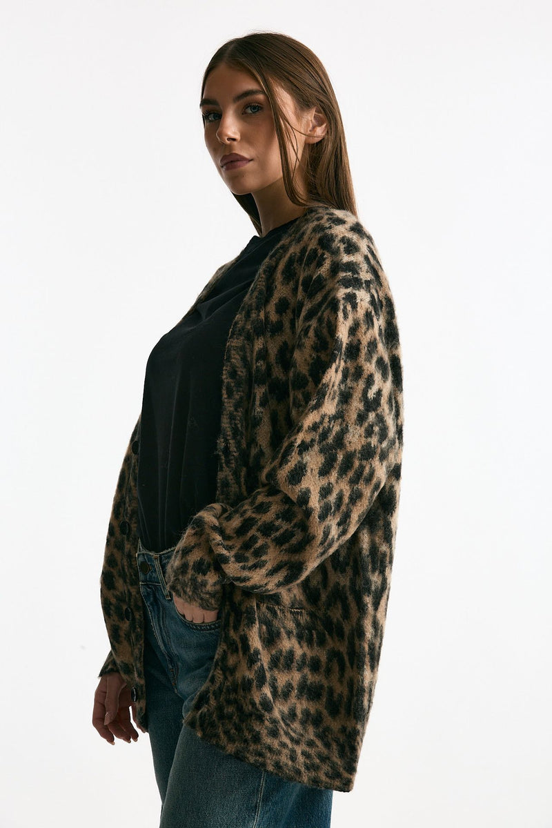 Cardigan over animalier donna Laneus - 2