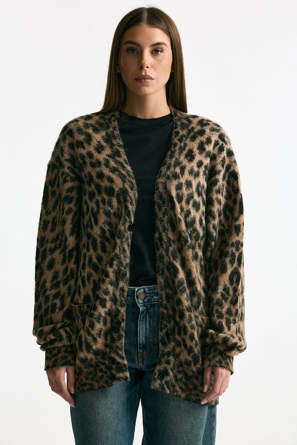 Cardigan over animalier donna Laneus