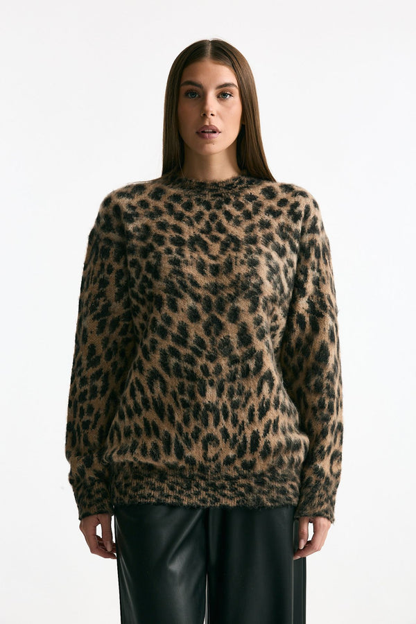 Maglia over animalier donna Laneus