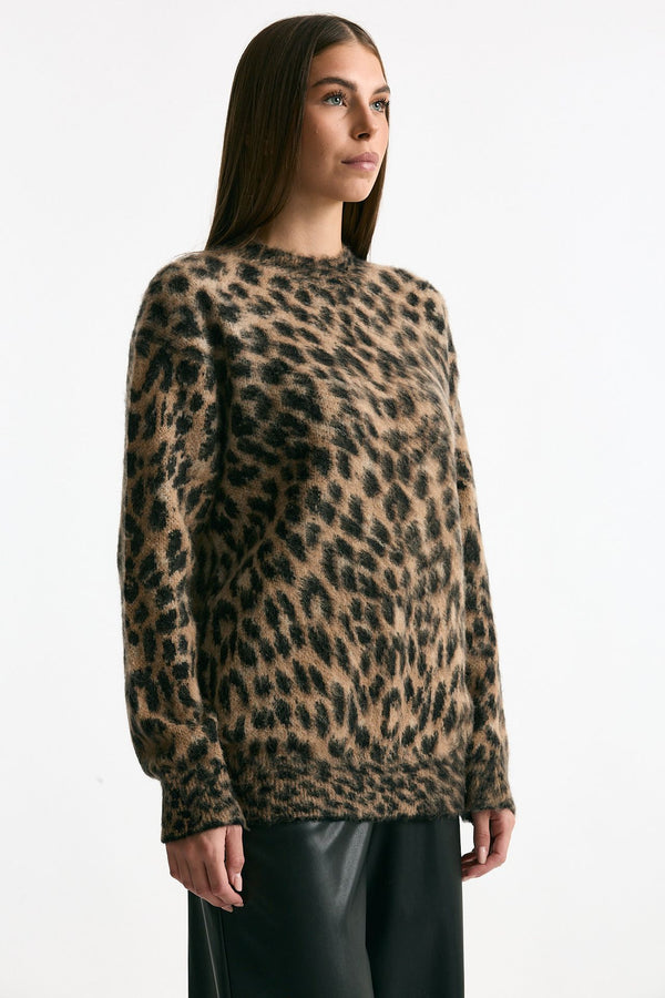 Maglia over animalier donna Laneus