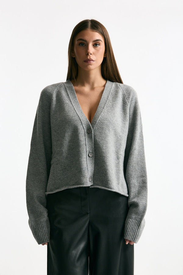Cardigan crop grigio donna Laneus