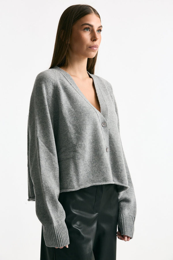 Cardigan crop grigio donna Laneus