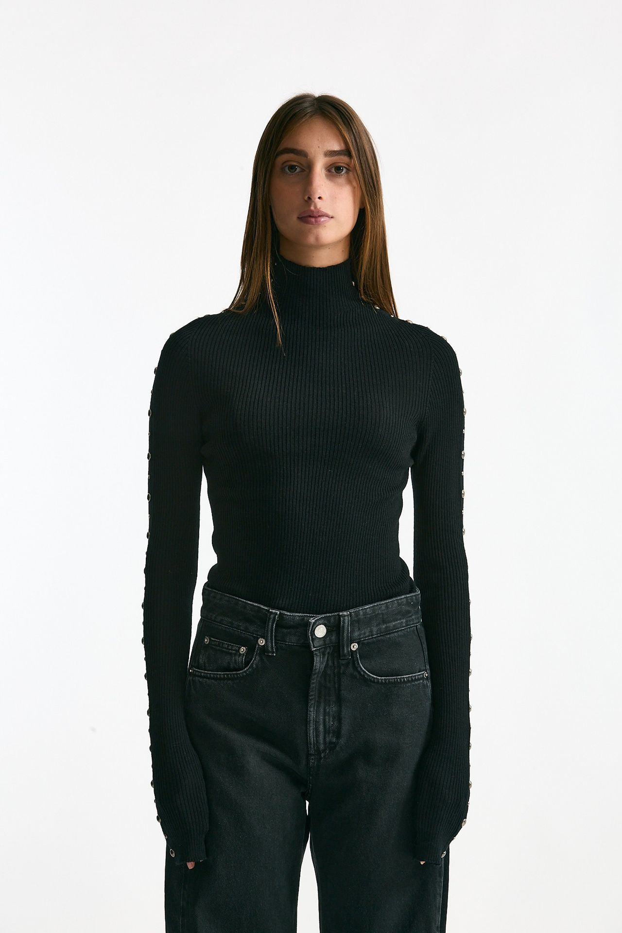 Dolcevita a costine nero donna Laneus - 2