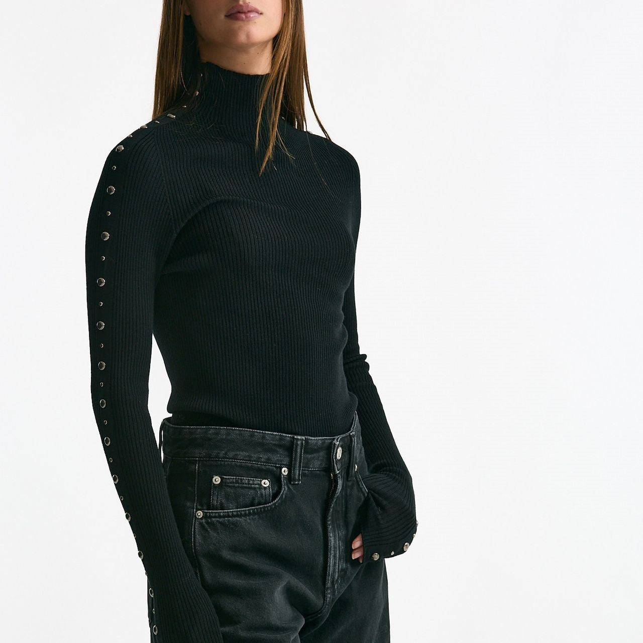 Dolcevita a costine nero donna Laneus - 7