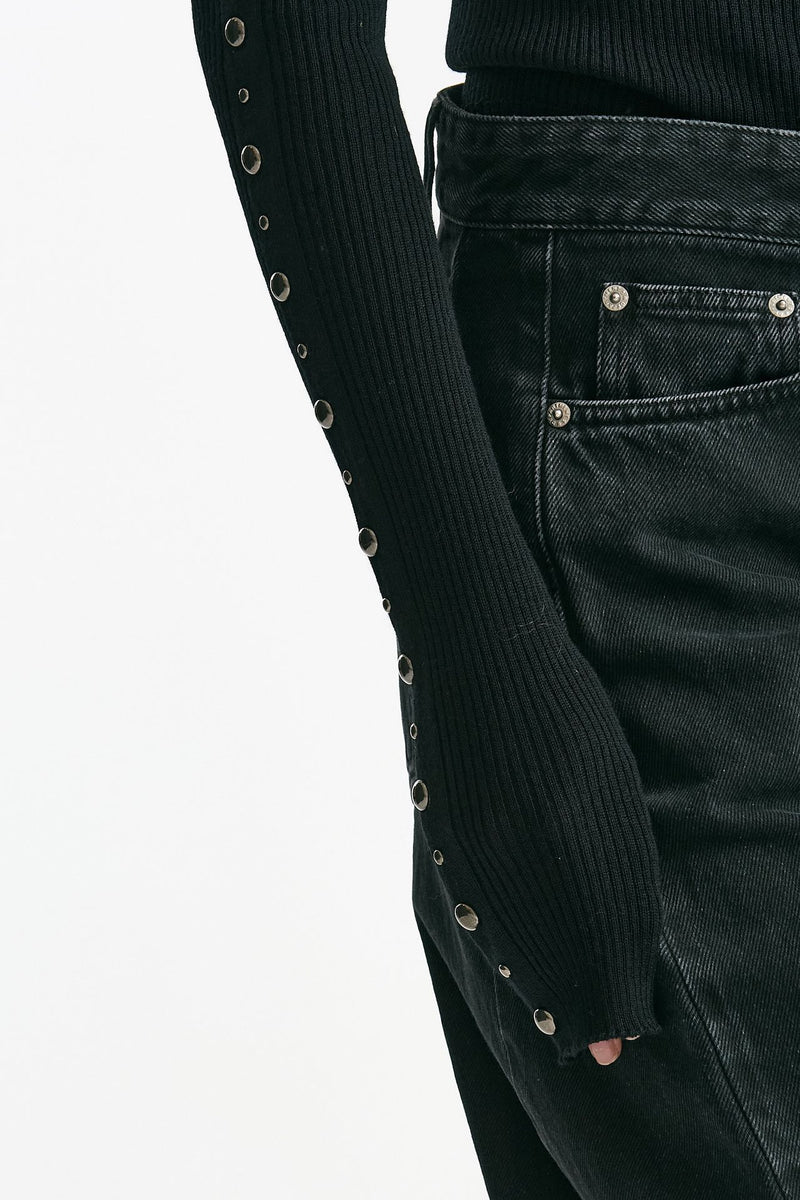 Dolcevita a costine nero donna Laneus - 4