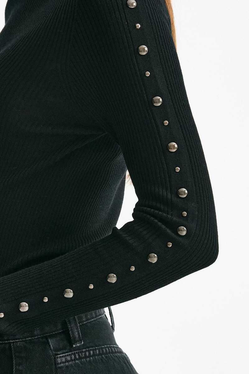 Dolcevita a costine nero donna Laneus - 5