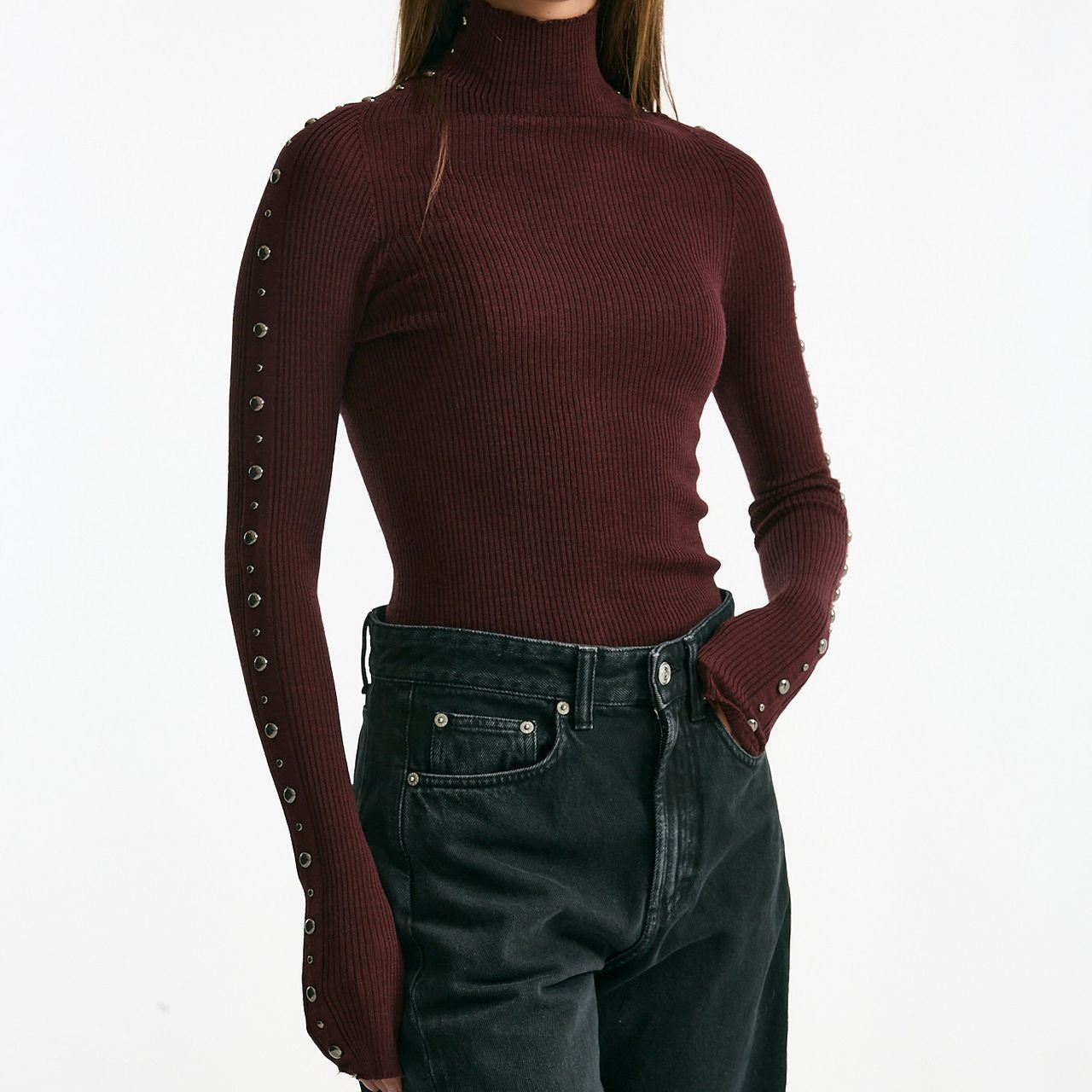 Dolcevita a costine in lana bordeaux donna Laneus - 8