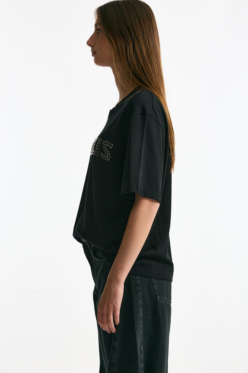 T-shirt in cotone destroyed nero donna Laneus - 2