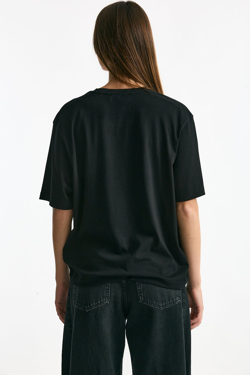 T-shirt in cotone destroyed nero donna Laneus - 3