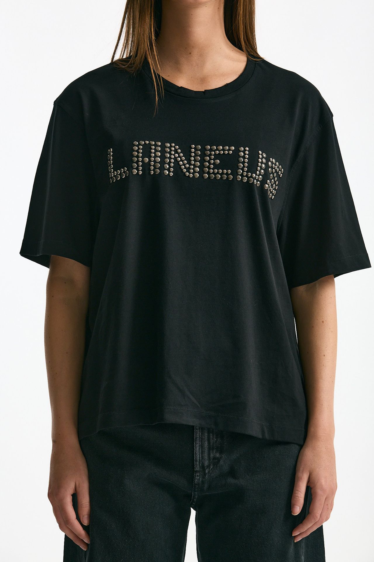 T-shirt in cotone destroyed nero donna Laneus - 6
