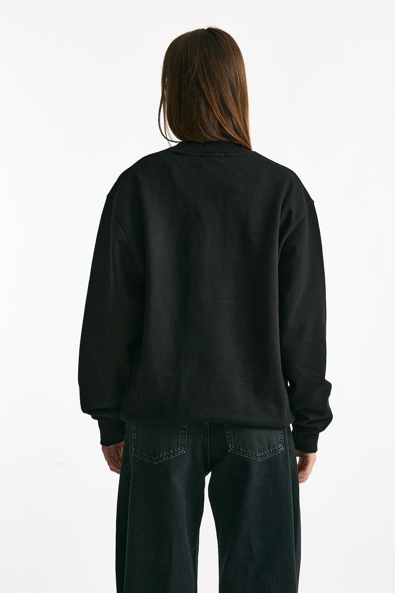 Felpa in cotone destroyed nero donna Laneus - 3