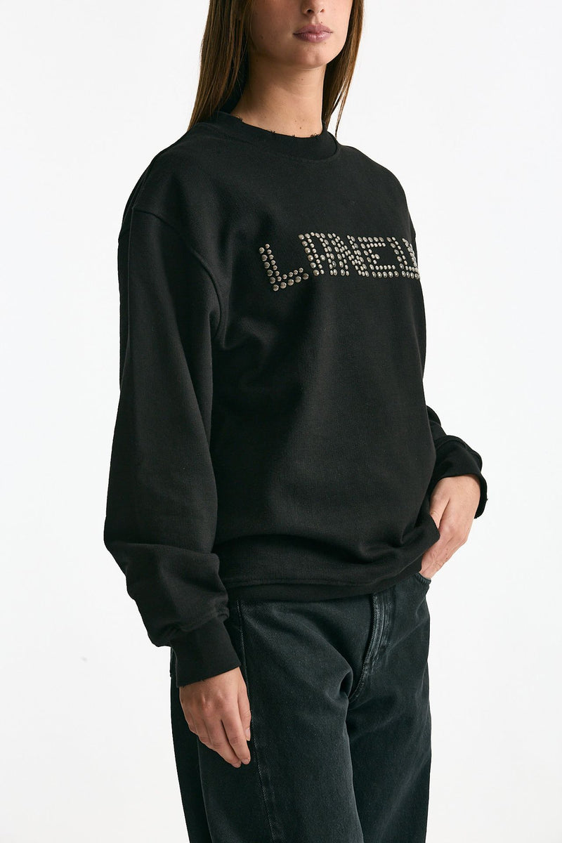 Felpa in cotone destroyed nero donna Laneus - 4