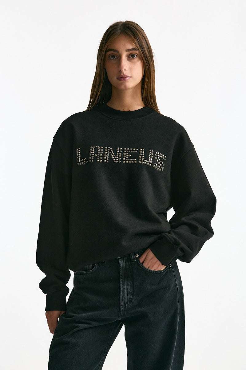 Felpa in cotone destroyed nero donna Laneus - 1