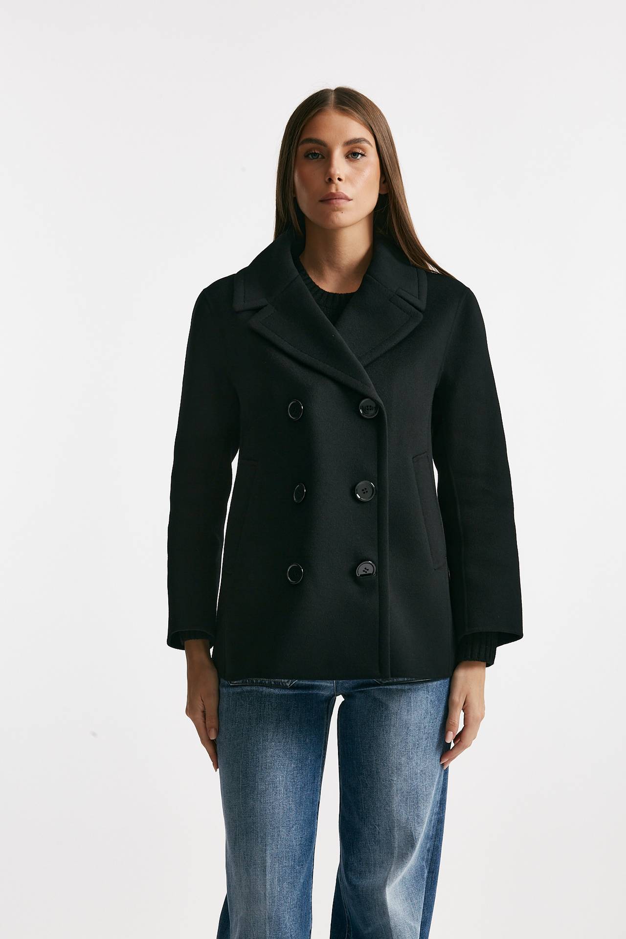 Caban ELISE in drap di lana nero donna Max mara s - 1