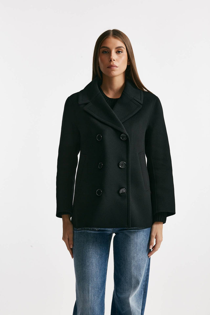 Caban ELISE in drap di lana nero donna Max mara s - 1